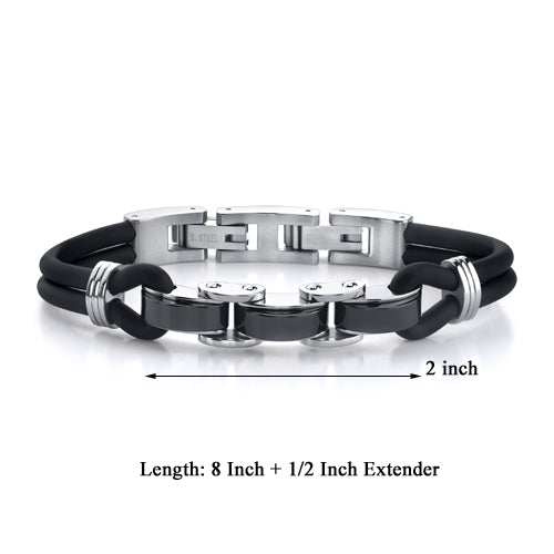 Men's Black & Silver Tone Stainless Steel Bracelet