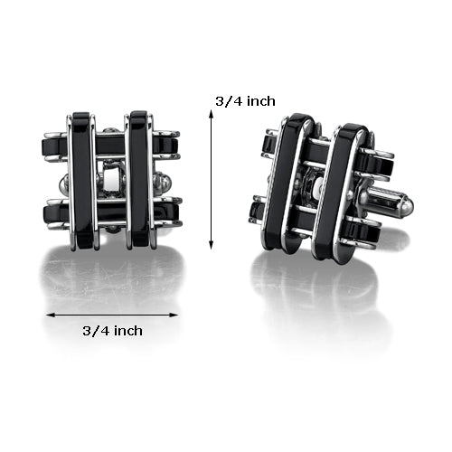 Stainless Steel Cufflink with Black Resin Inlay