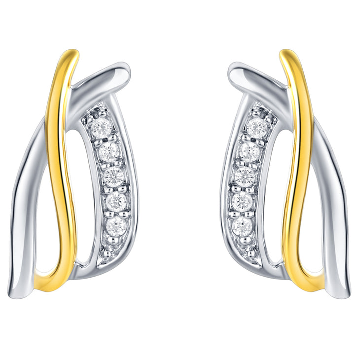 Two-Tone Sterling Silver Criss-Cross Earrings for Women