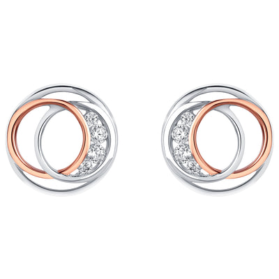 Two-Tone Sterling Silver Infinity Rings Earrings for Women