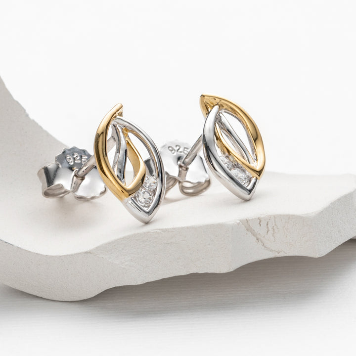 Two-Tone Sterling Silver Open Dewdrops Earrings for Women