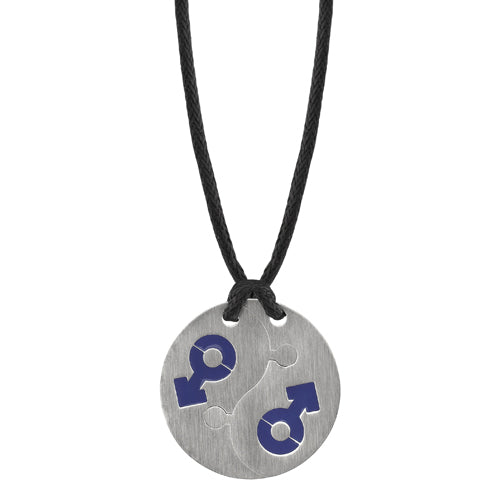 Stainless Steel Male Symbol Puzzle Medallion Tag Pendant