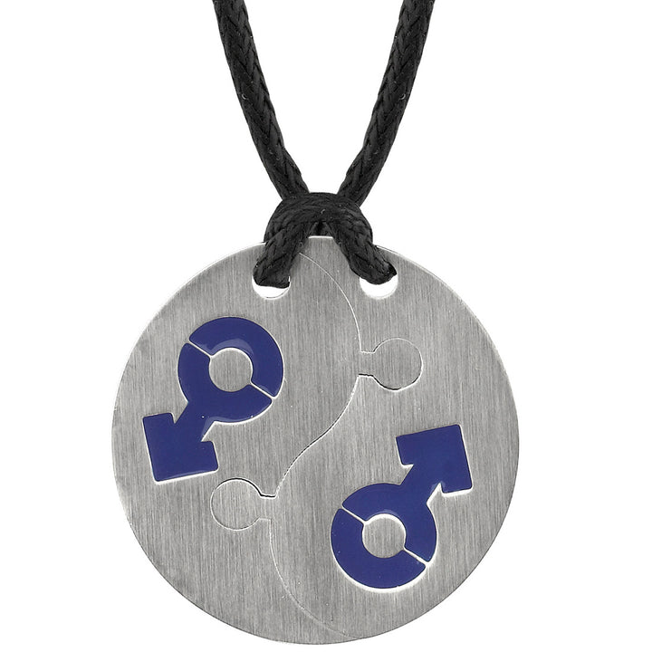 Stainless Steel Male Symbol Puzzle Medallion Tag Pendant
