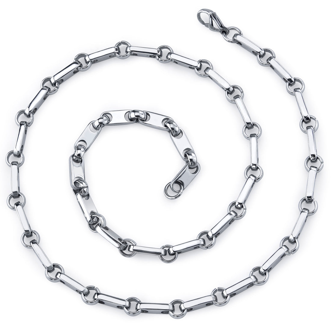 20 inch 6mm Rolled Coil Link Stainless Steel Chain Necklace