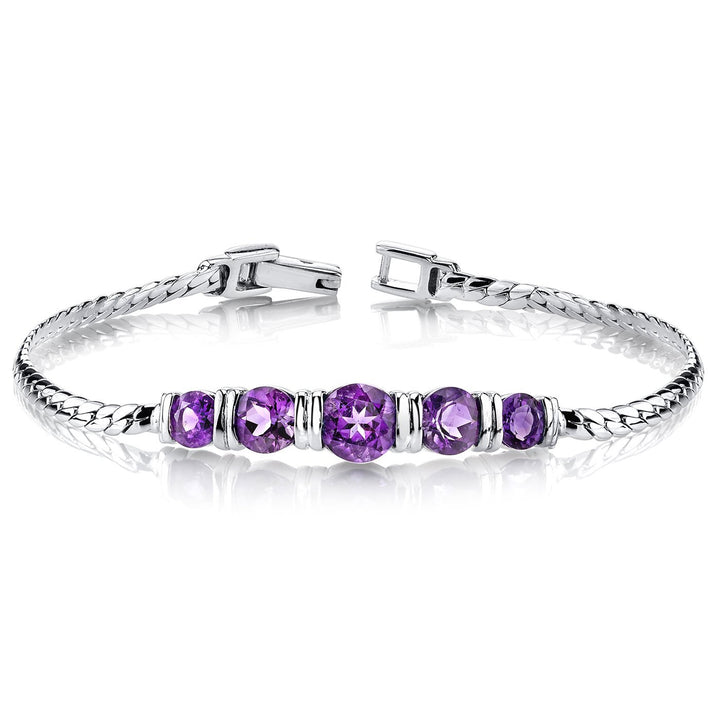 SJC Amethyst 925 Sterling Silver Bracelet