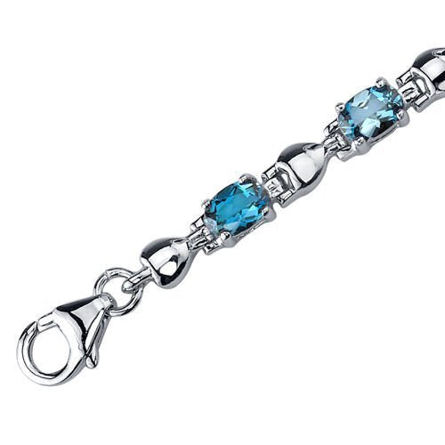 SJC London Blue Topaz 925 Sterling Silver Bracelet