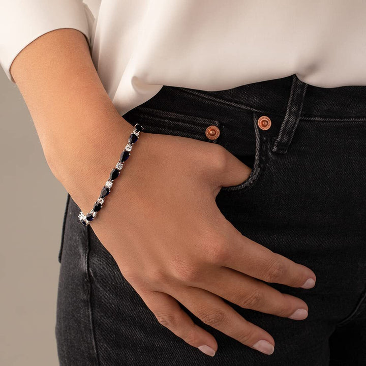 SJC Blue Sapphire 925 Sterling Silver Bracelet