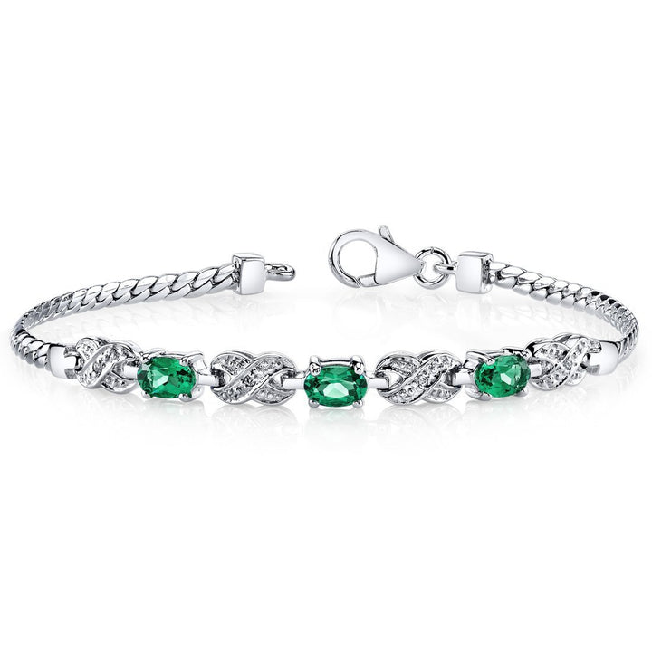 SJC Simulated Emerald 925 Sterling Silver Bracelet