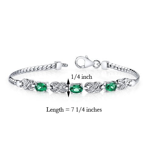 SJC Simulated Emerald 925 Sterling Silver Bracelet