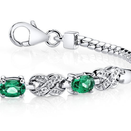 SJC Simulated Emerald 925 Sterling Silver Bracelet