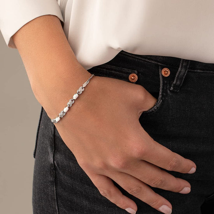 SJC White Opal 925 Sterling Silver Bracelet