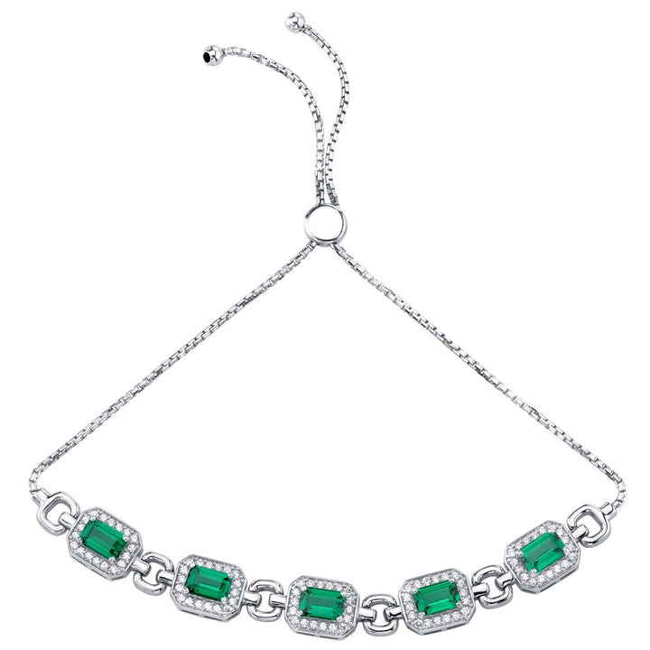 SJC Simulated Emerald 925 Sterling Silver Bracelet