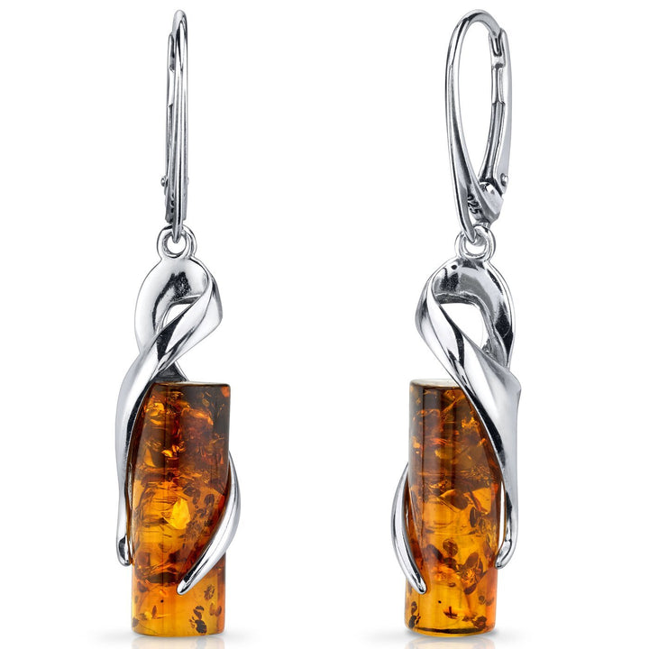 SJC Amber 925 Sterling Silver Earrings