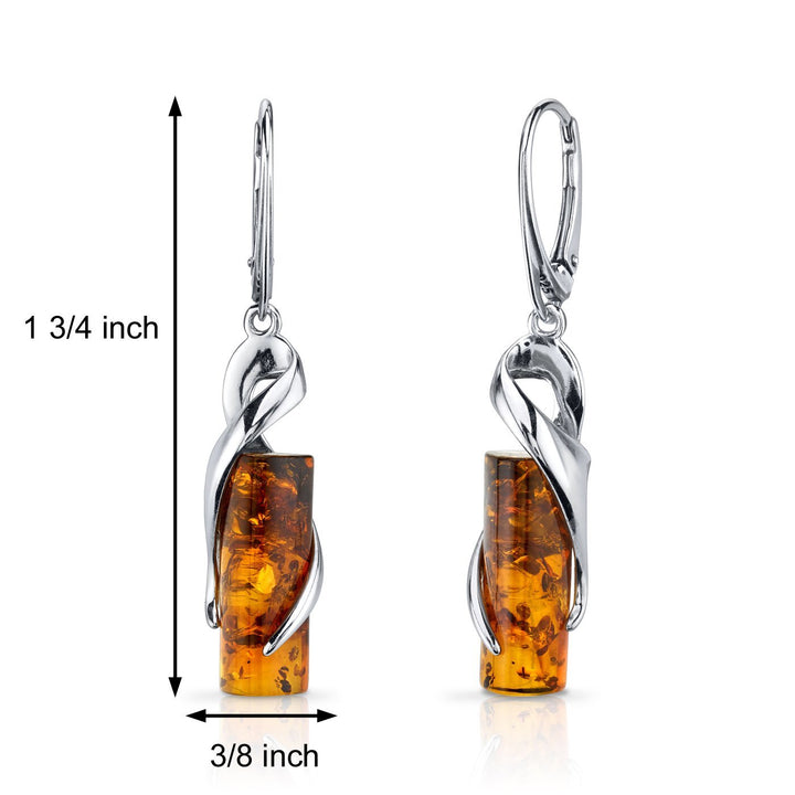SJC Amber 925 Sterling Silver Earrings