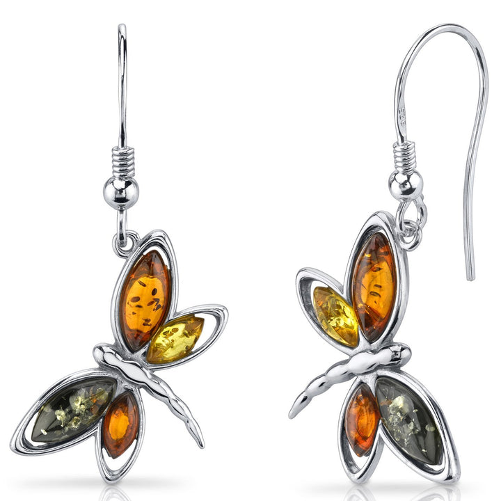 SJC Amber 925 Sterling Silver Earrings