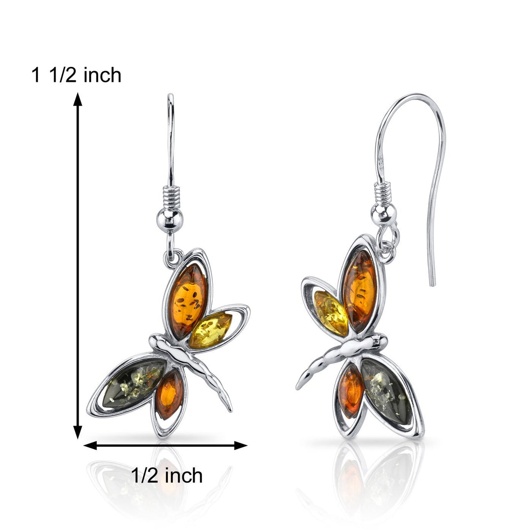 SJC Amber 925 Sterling Silver Earrings