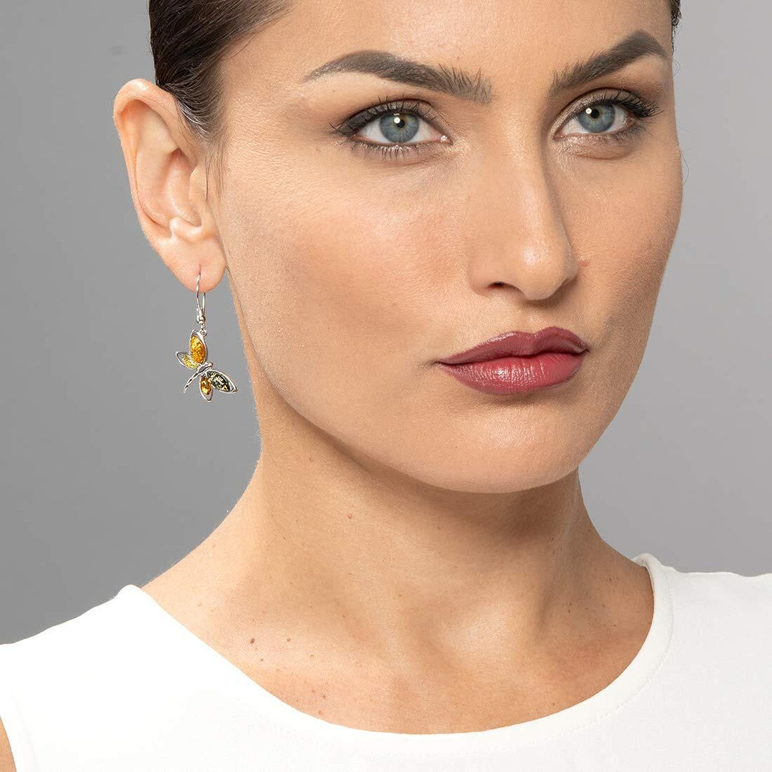 SJC Amber 925 Sterling Silver Earrings