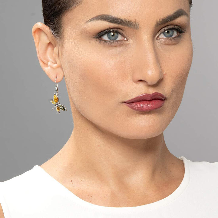 SJC Amber 925 Sterling Silver Earrings