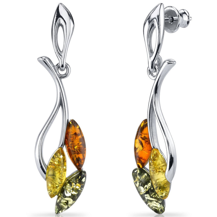 SJC Amber 925 Sterling Silver Earrings