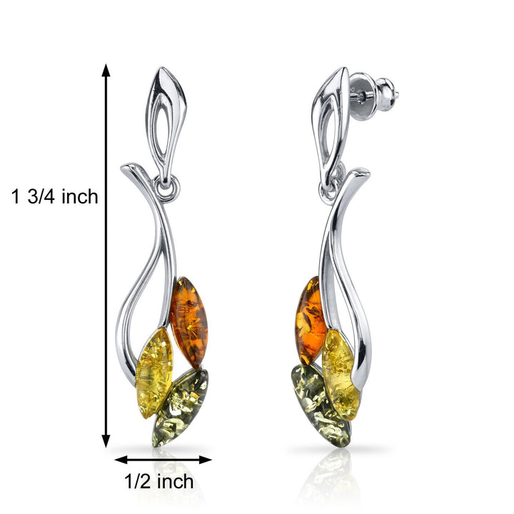 SJC Amber 925 Sterling Silver Earrings