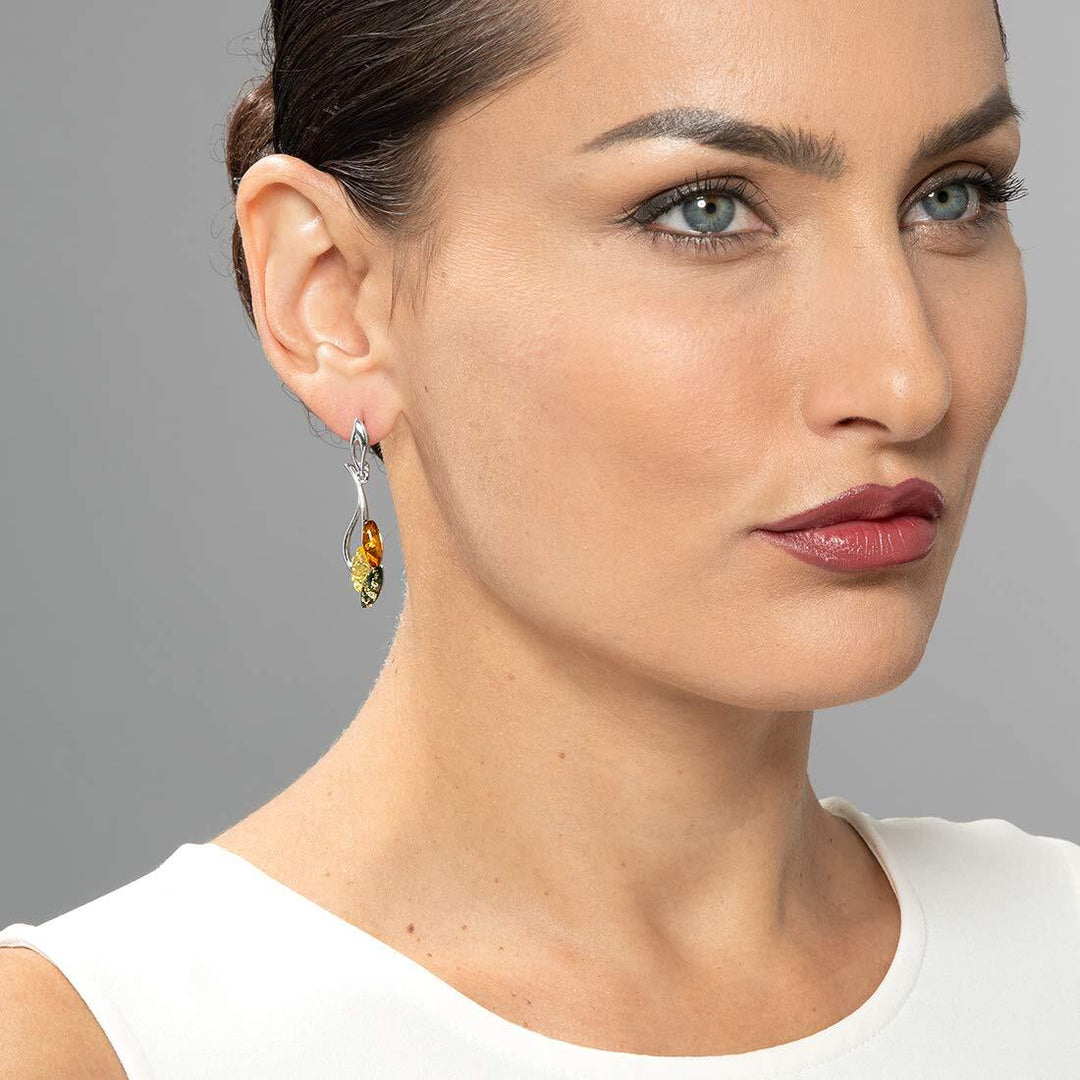 SJC Amber 925 Sterling Silver Earrings