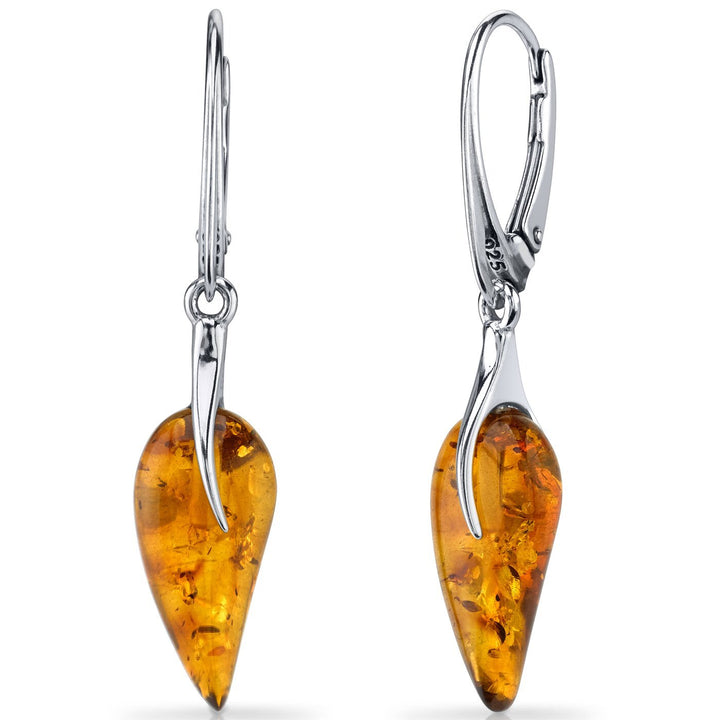 SJC Amber 925 Sterling Silver Earrings