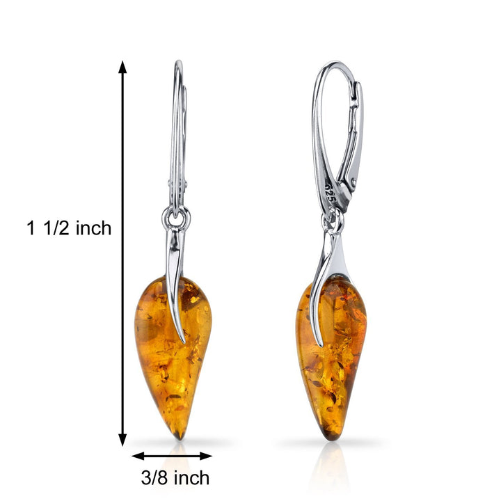 SJC Amber 925 Sterling Silver Earrings