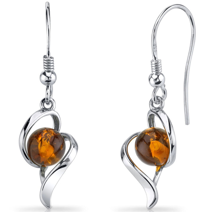 SJC Amber 925 Sterling Silver Earrings