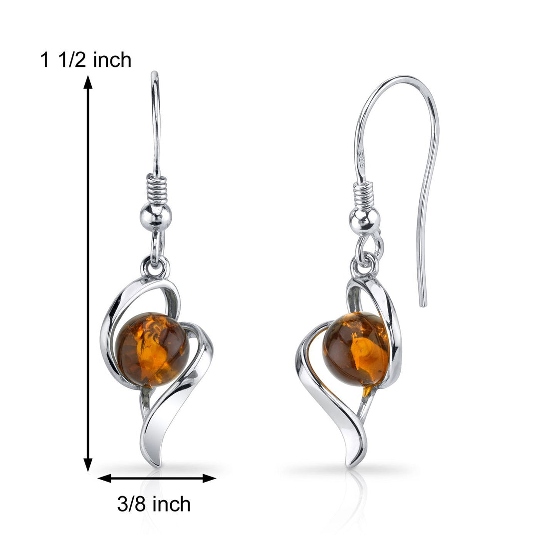 SJC Amber 925 Sterling Silver Earrings