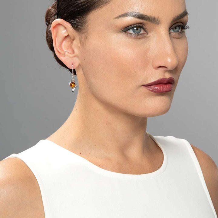 SJC Amber 925 Sterling Silver Earrings