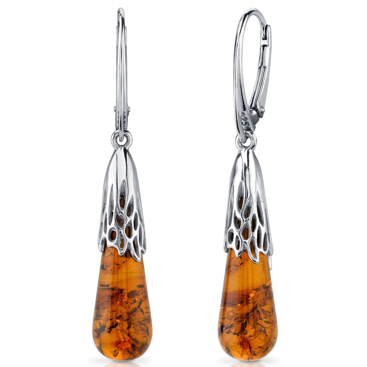 SJC Amber 925 Sterling Silver Earrings