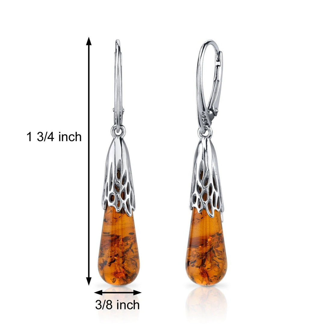 SJC Amber 925 Sterling Silver Earrings