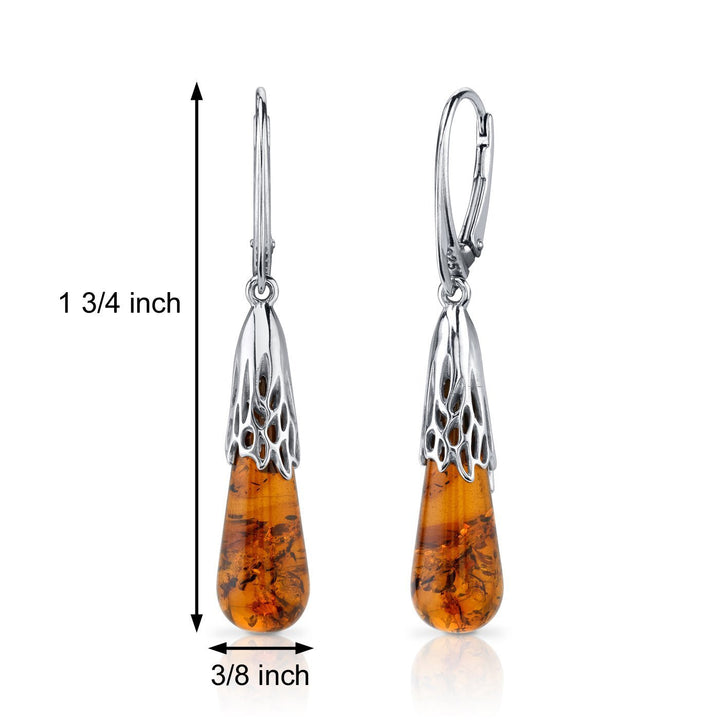 SJC Amber 925 Sterling Silver Earrings