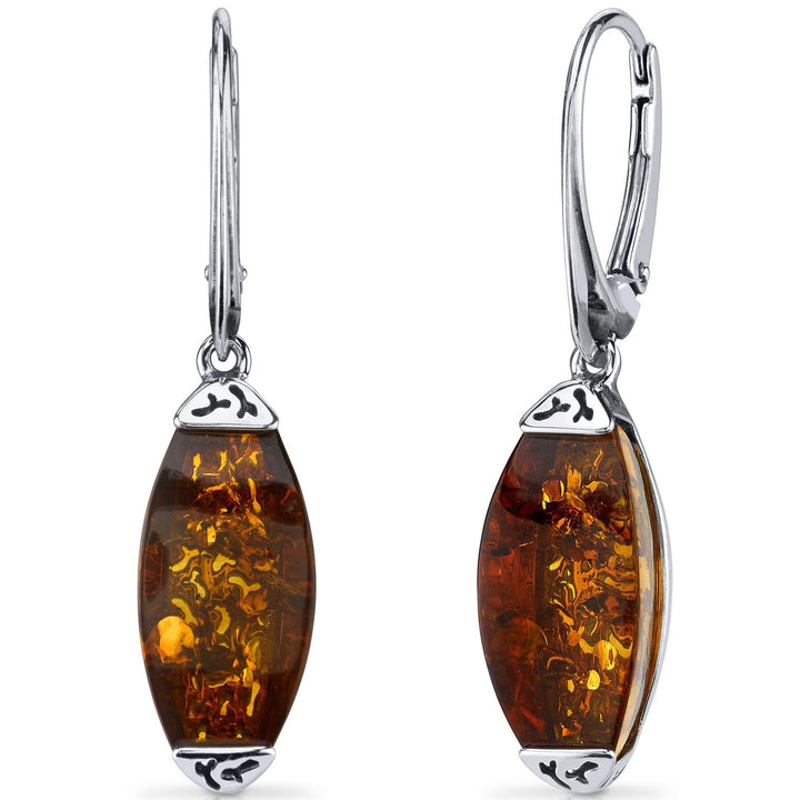SJC Amber 925 Sterling Silver Earrings