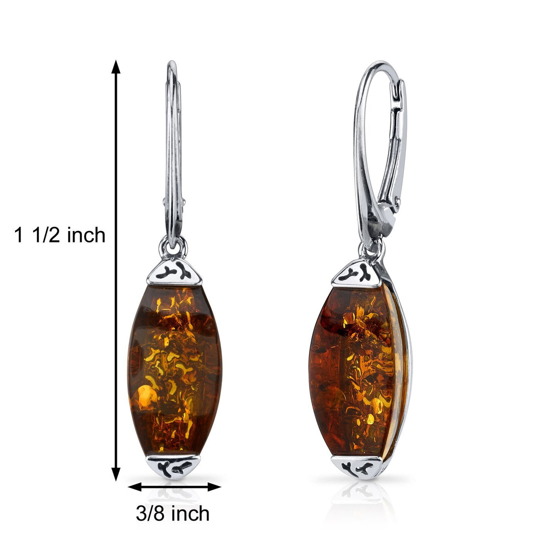 SJC Amber 925 Sterling Silver Earrings