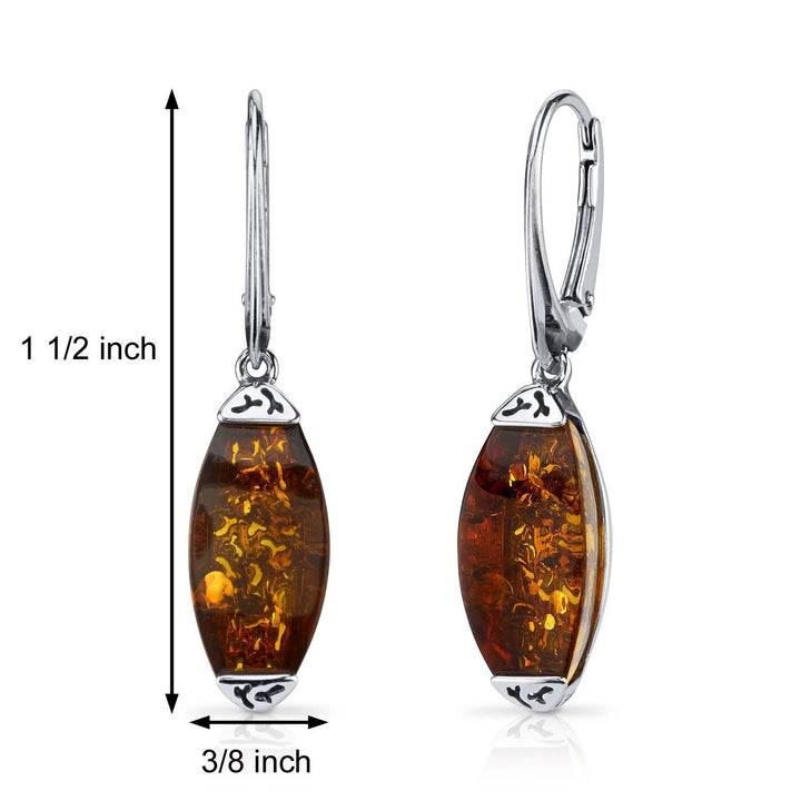 SJC Amber 925 Sterling Silver Earrings
