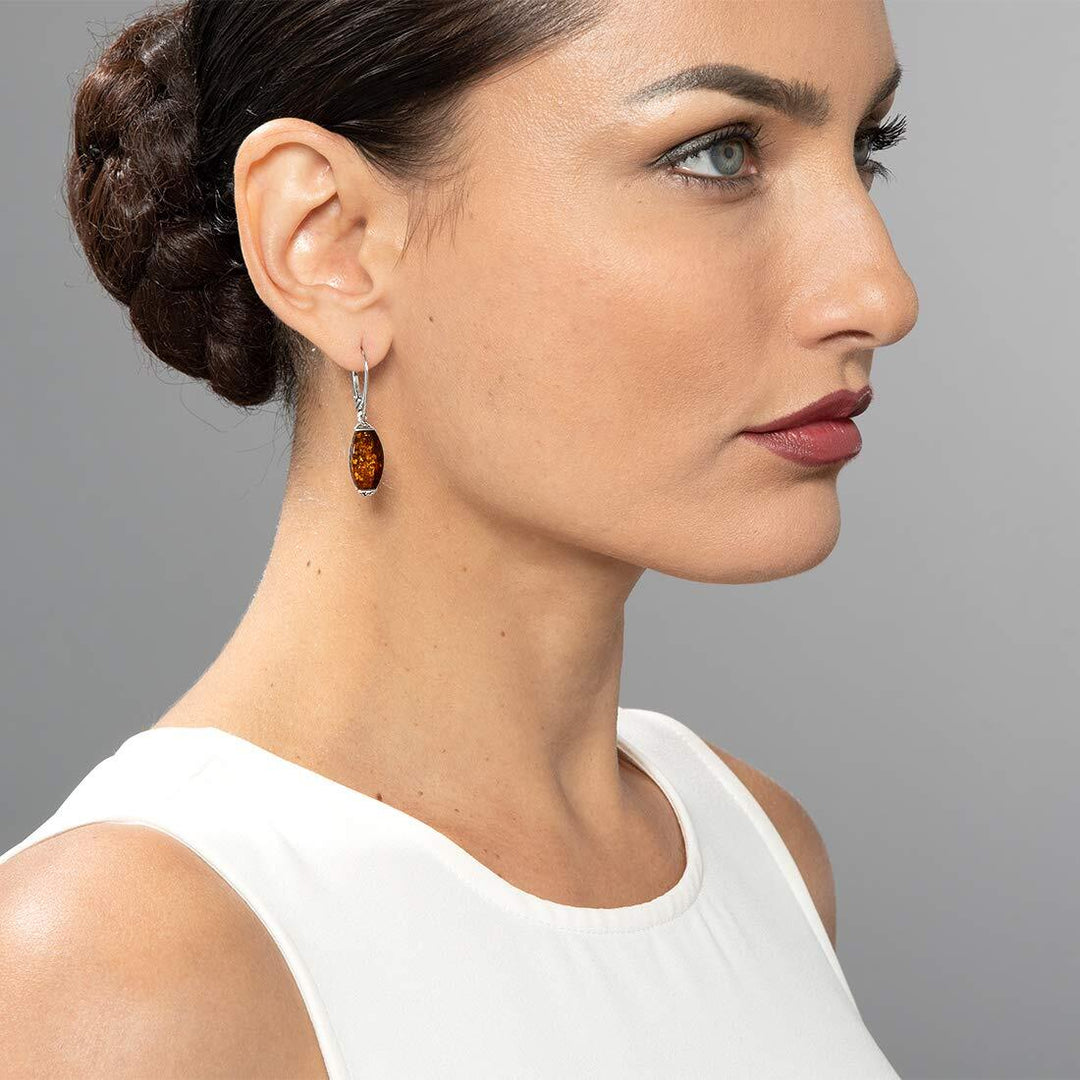 SJC Amber 925 Sterling Silver Earrings