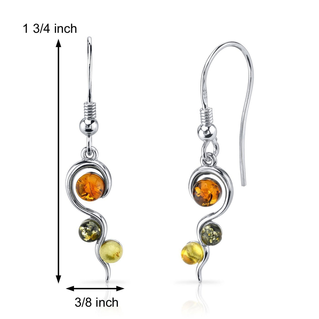 SJC Amber 925 Sterling Silver Earrings