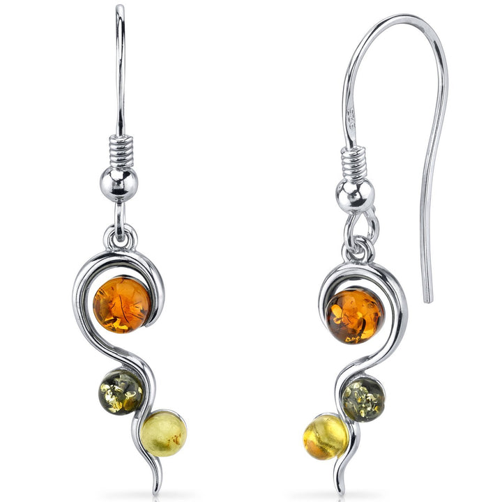 SJC Amber 925 Sterling Silver Earrings