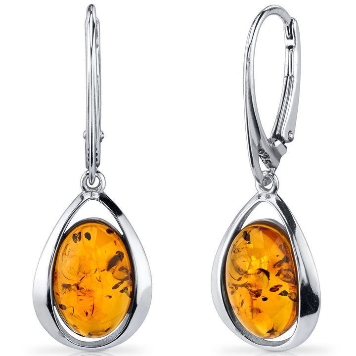 SJC Amber 925 Sterling Silver Earrings
