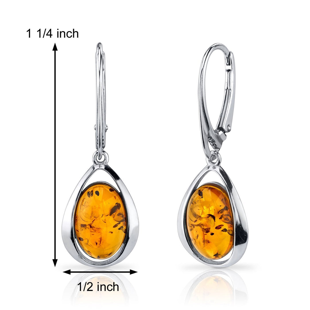 SJC Amber 925 Sterling Silver Earrings