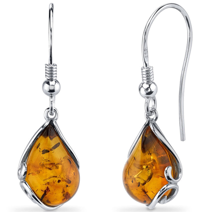 SJC Amber 925 Sterling Silver Earrings