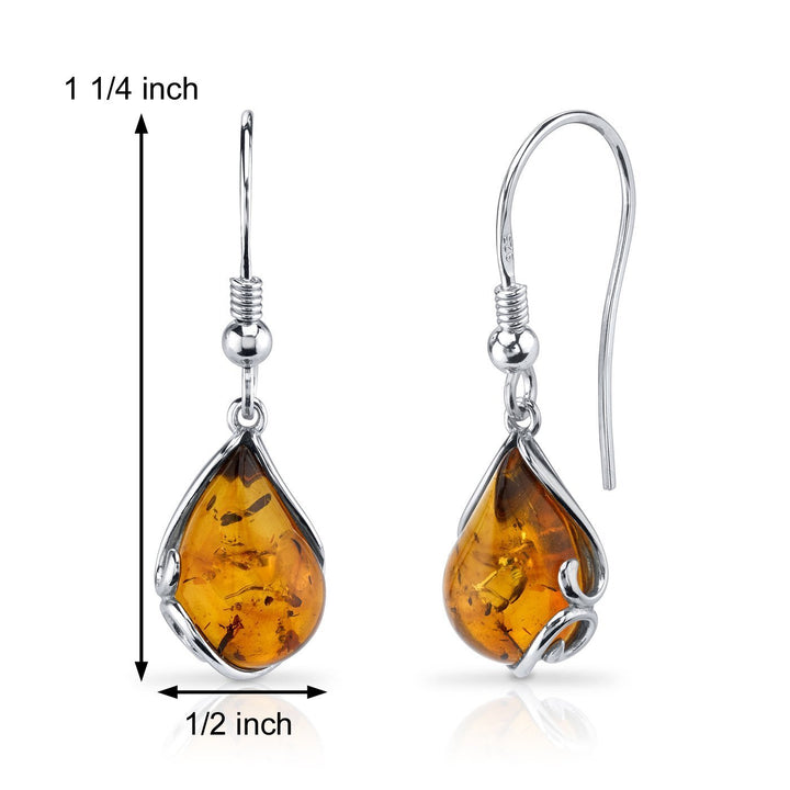 SJC Amber 925 Sterling Silver Earrings