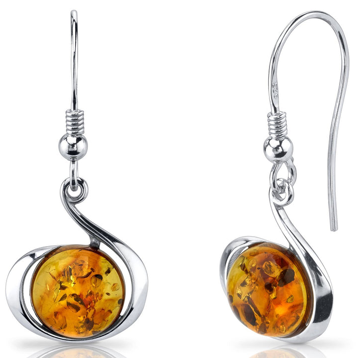 SJC Amber 925 Sterling Silver Earrings