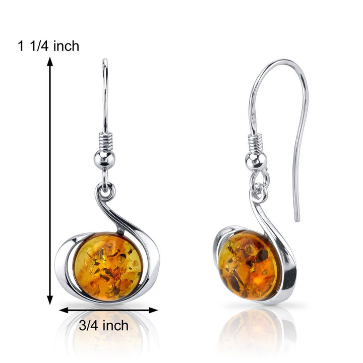 SJC Amber 925 Sterling Silver Earrings
