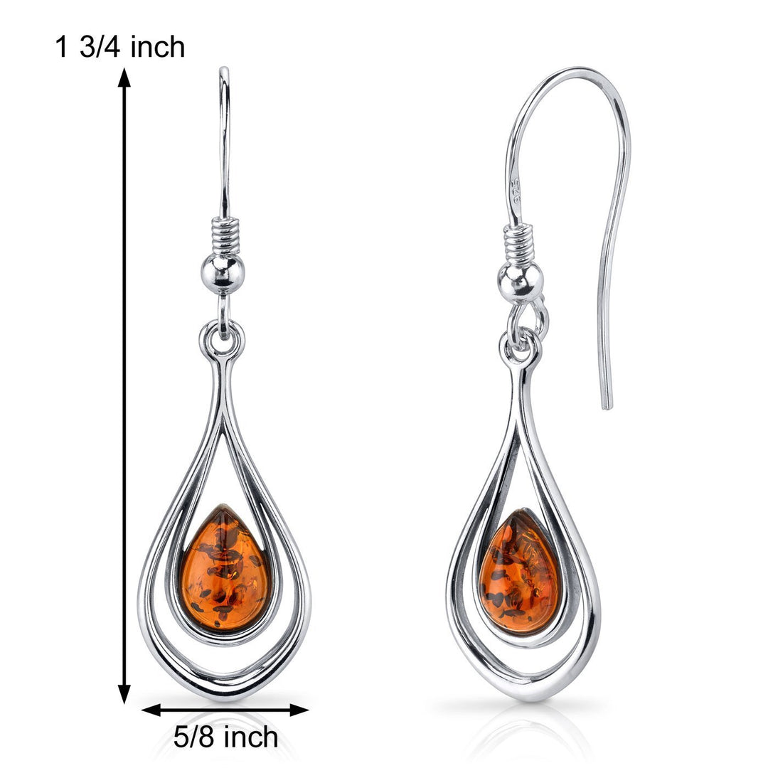 SJC Amber 925 Sterling Silver Earrings