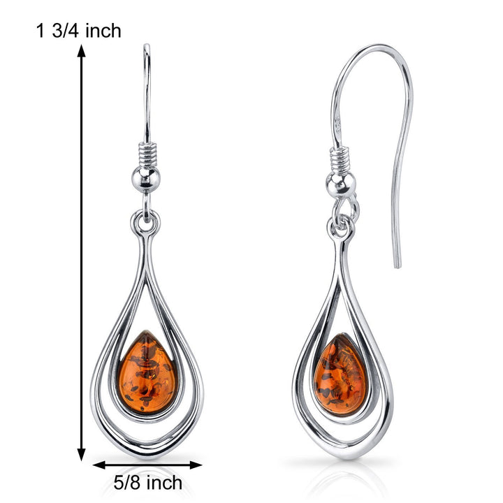 SJC Amber 925 Sterling Silver Earrings