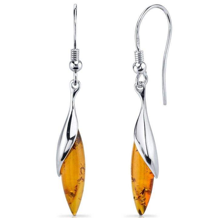 SJC Amber 925 Sterling Silver Earrings