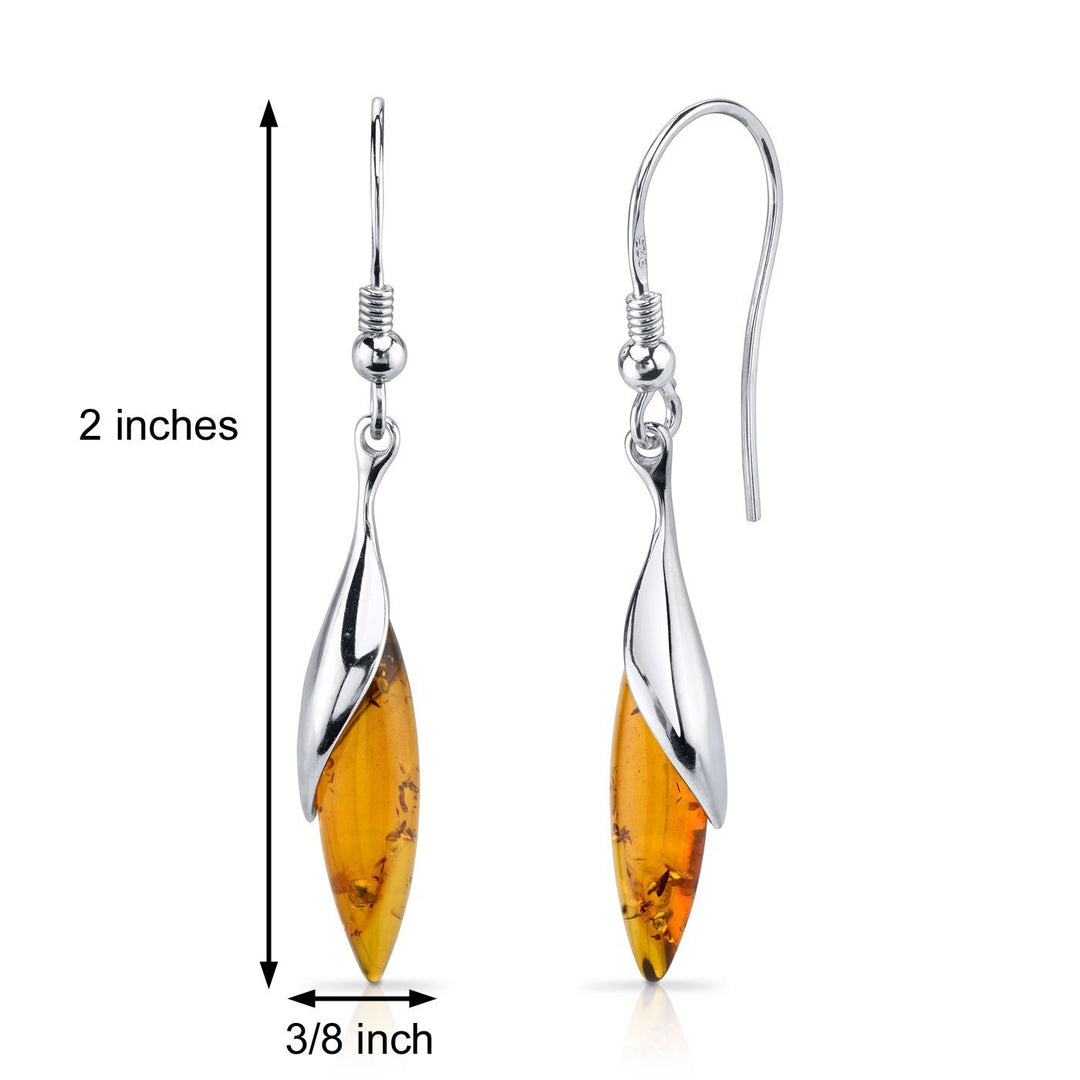 SJC Amber 925 Sterling Silver Earrings