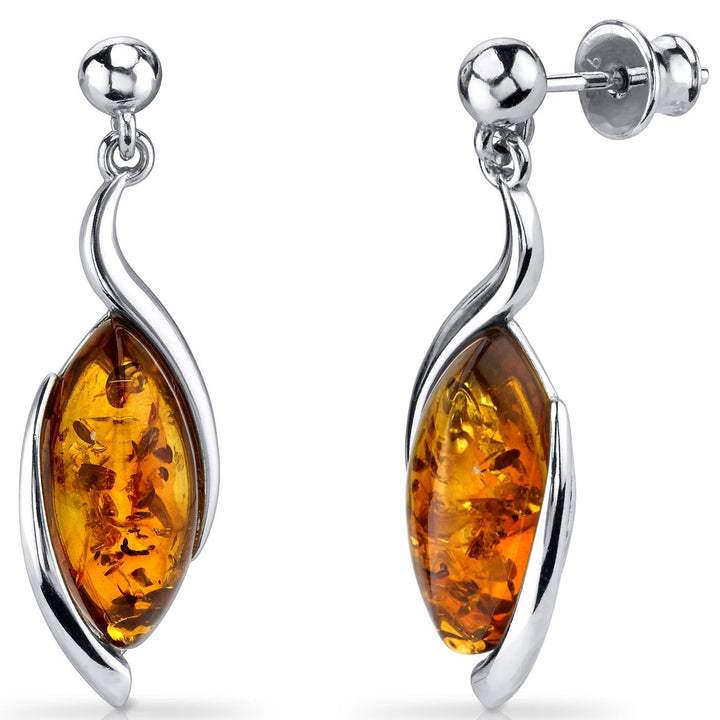 SJC Amber 925 Sterling Silver Earrings